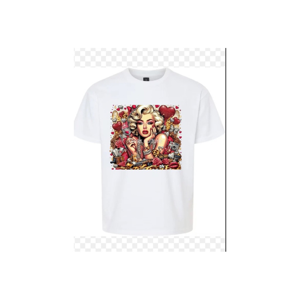 White Graphic T-Shirt with Pop Art Design Marilyn Monroe